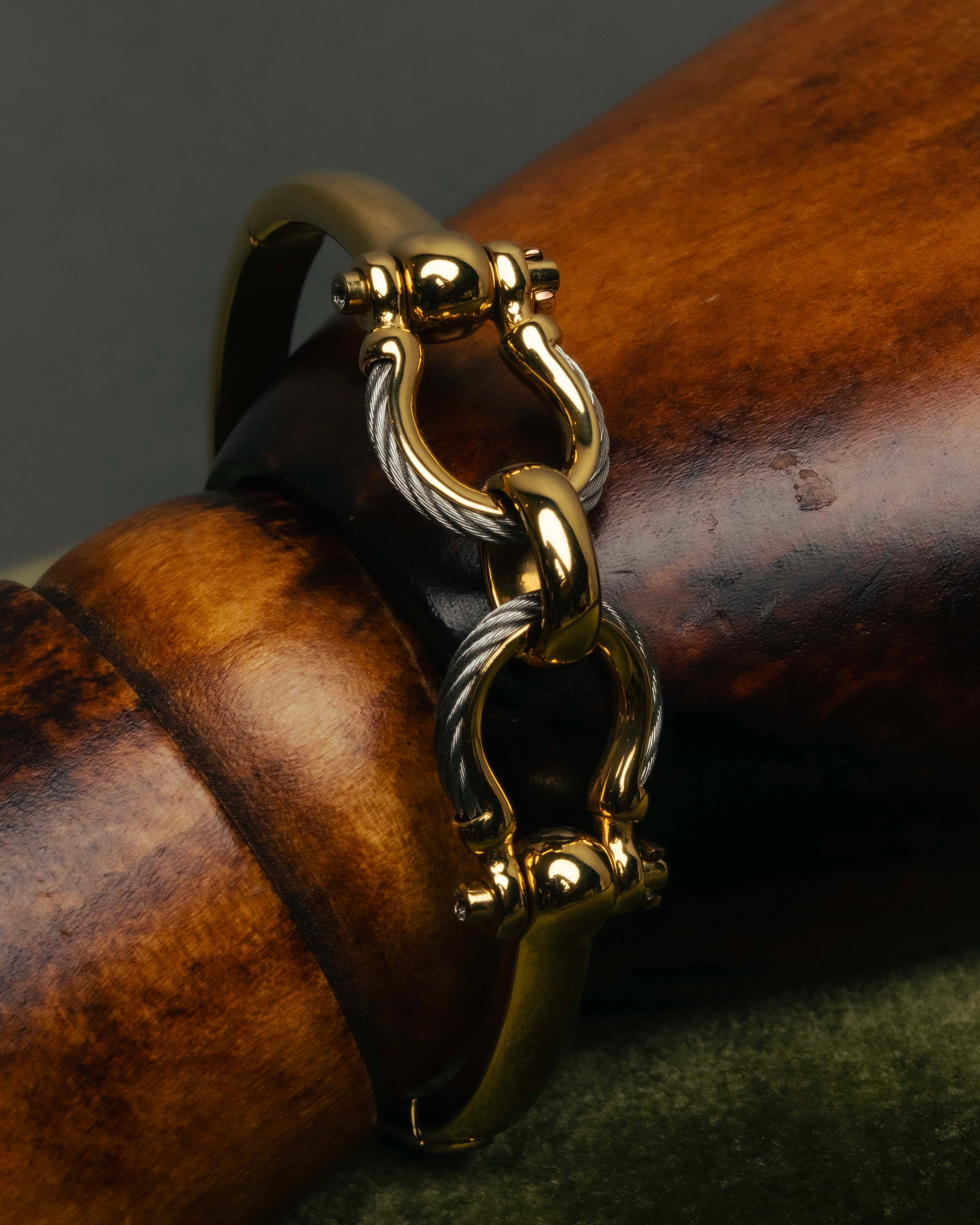 "CHARRIOL" 90's-00's Vintage PVD gold and steel cable link bangle