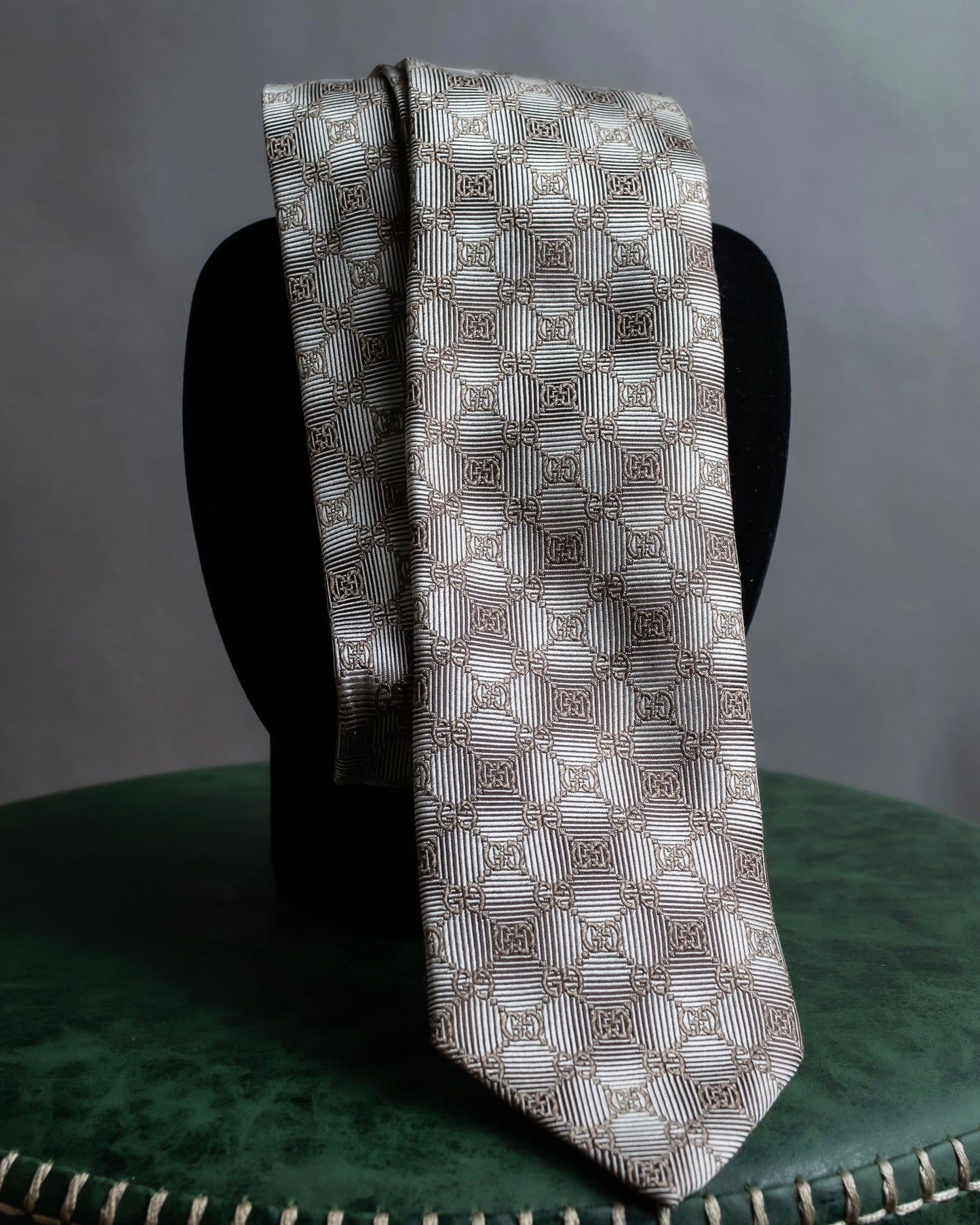 "GUCCI" GG pattern jacquard weave neck tie