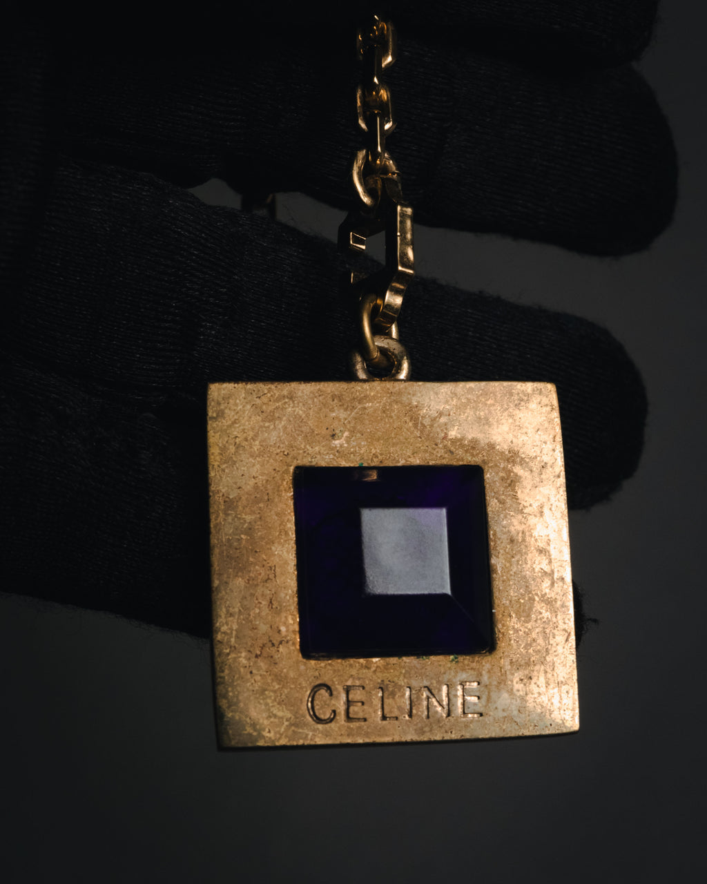 "CELINE" 80’s-90’s square stone pendant charm