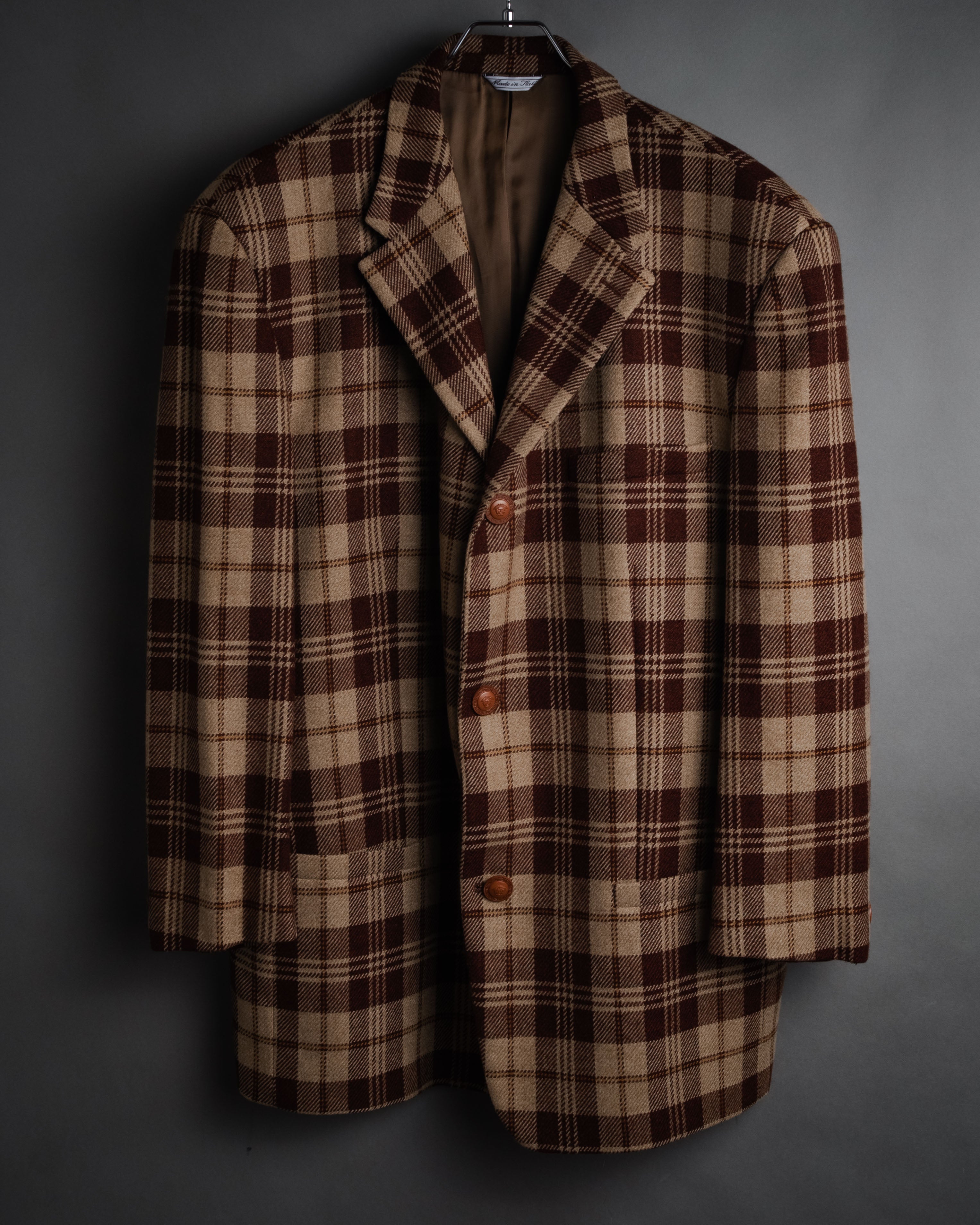 “GIANNI VERSACE” 1988-1994 Oversized plaid wool jacket