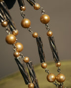 “Yves Saint Laurent” 80’s-90’s Cassandra logo mixed bead long necklace