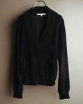 "Véronique Branquinho" 90's-00's Cotton velour v-neck sweatshirt