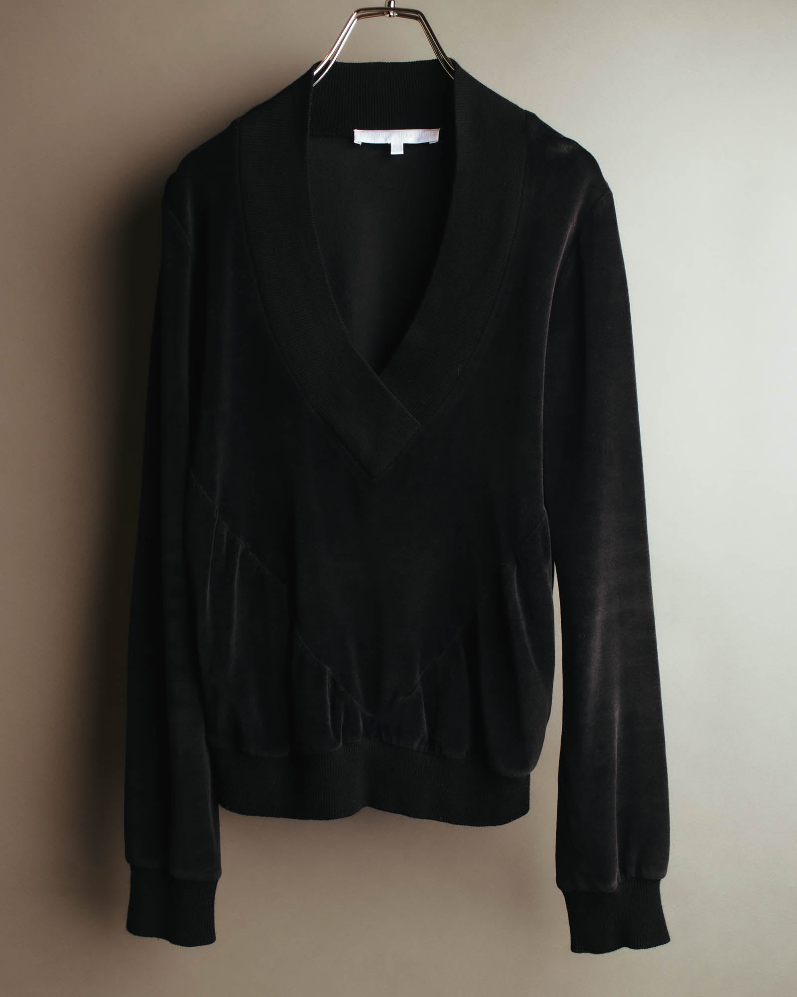 "Véronique Branquinho" 90's-00's Cotton velour v-neck sweatshirt