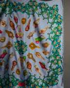 "GUCCI" 90's-00's Vintage botanical and perfume bottle silk scarf