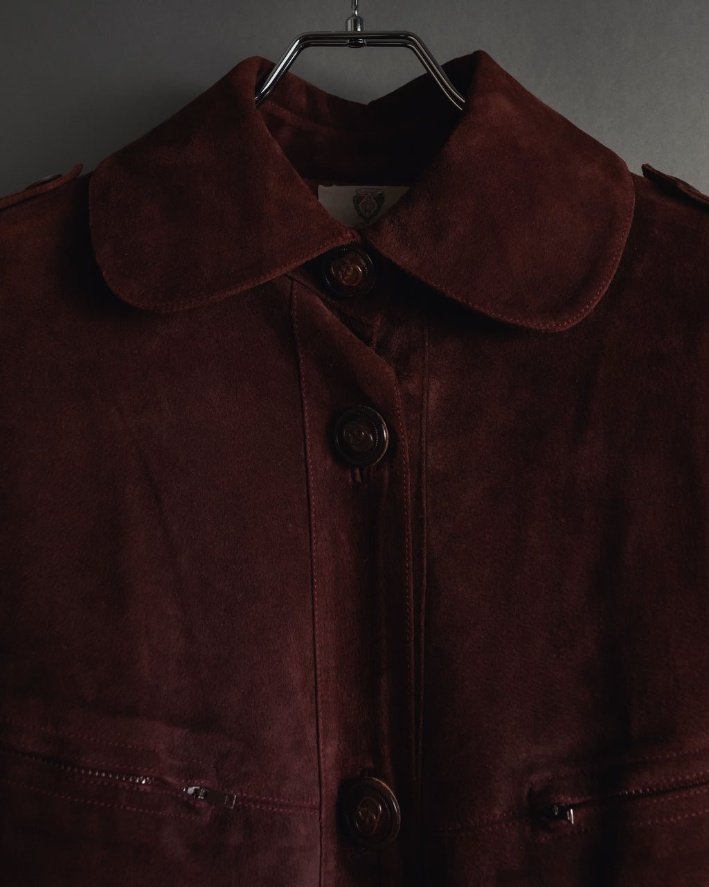 -SPECIAL- "GUCCI" 70’s Suede leather round collar coat