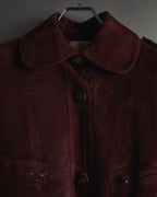 -SPECIAL- "GUCCI" 70’s Suede leather round collar coat