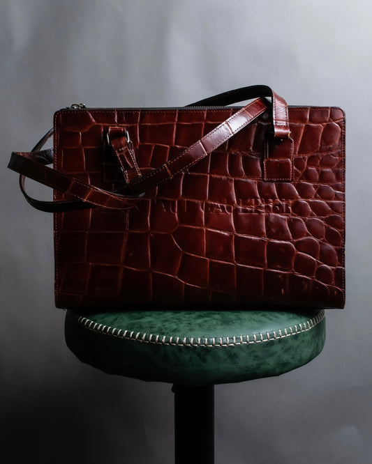 “Jean Paul Gautier” Crocodile-embossed business bag