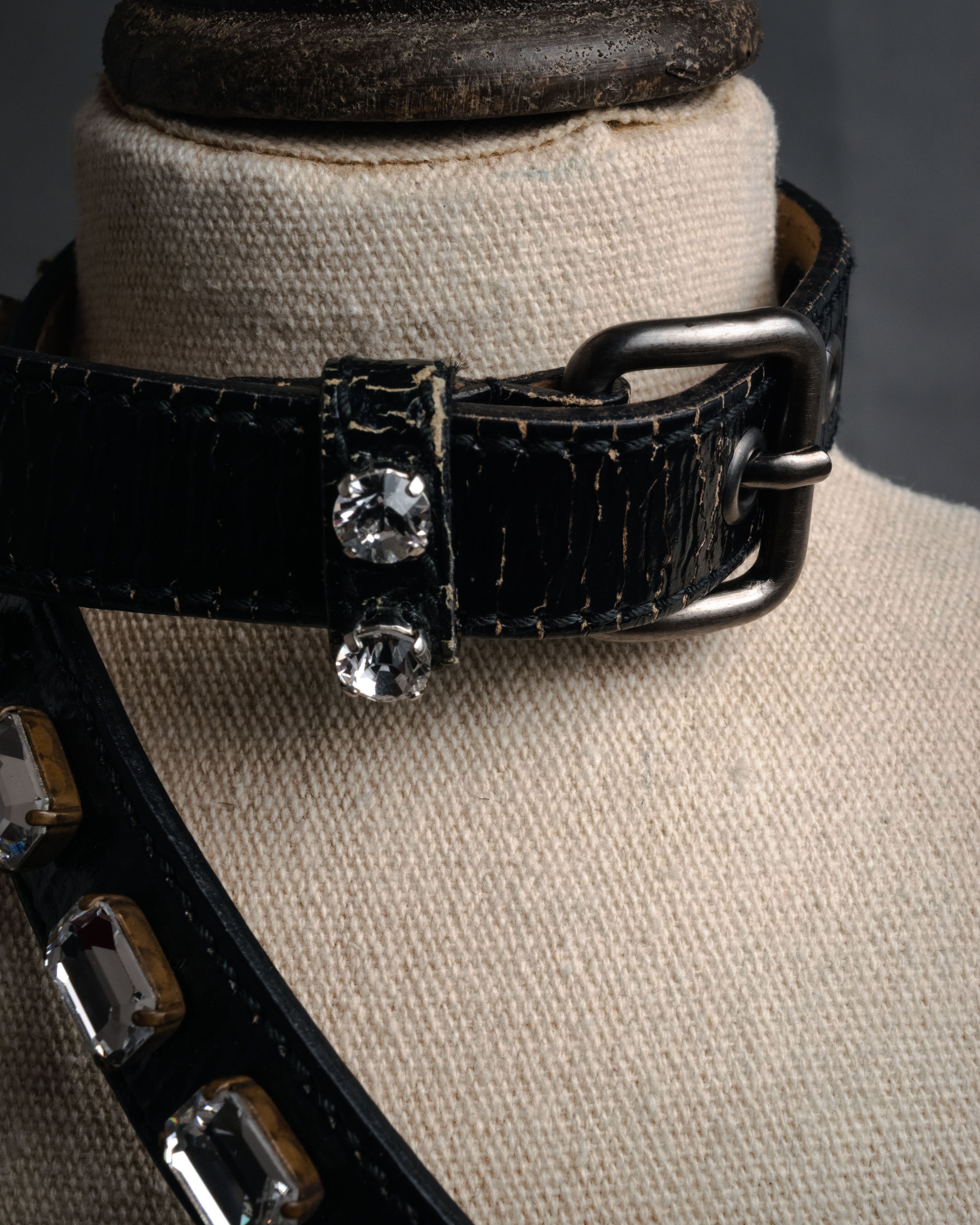 “miu miu” 2005-2010 Embellished cracked leather belt