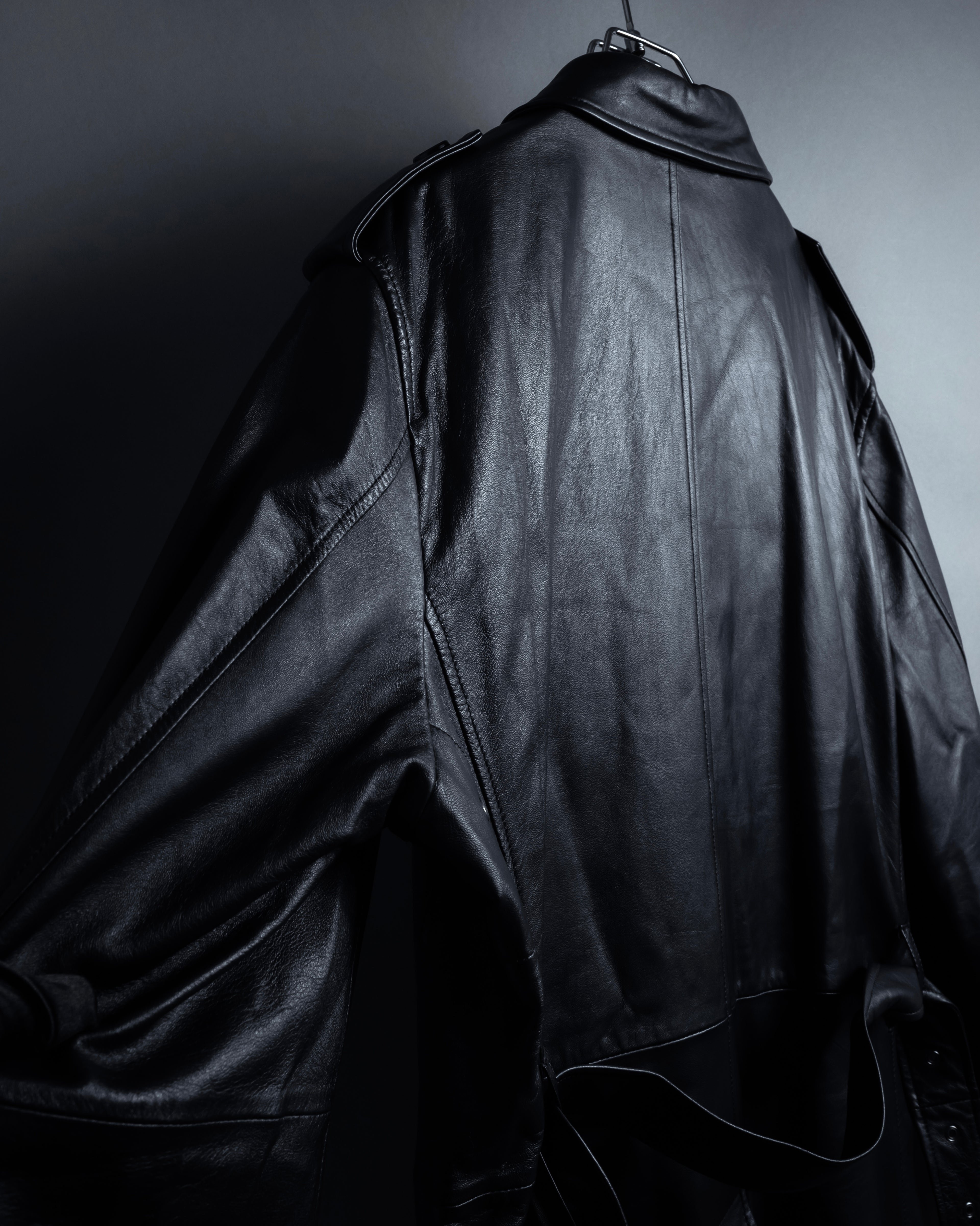 "DURBAN" Double zipper sheepskin leather coat