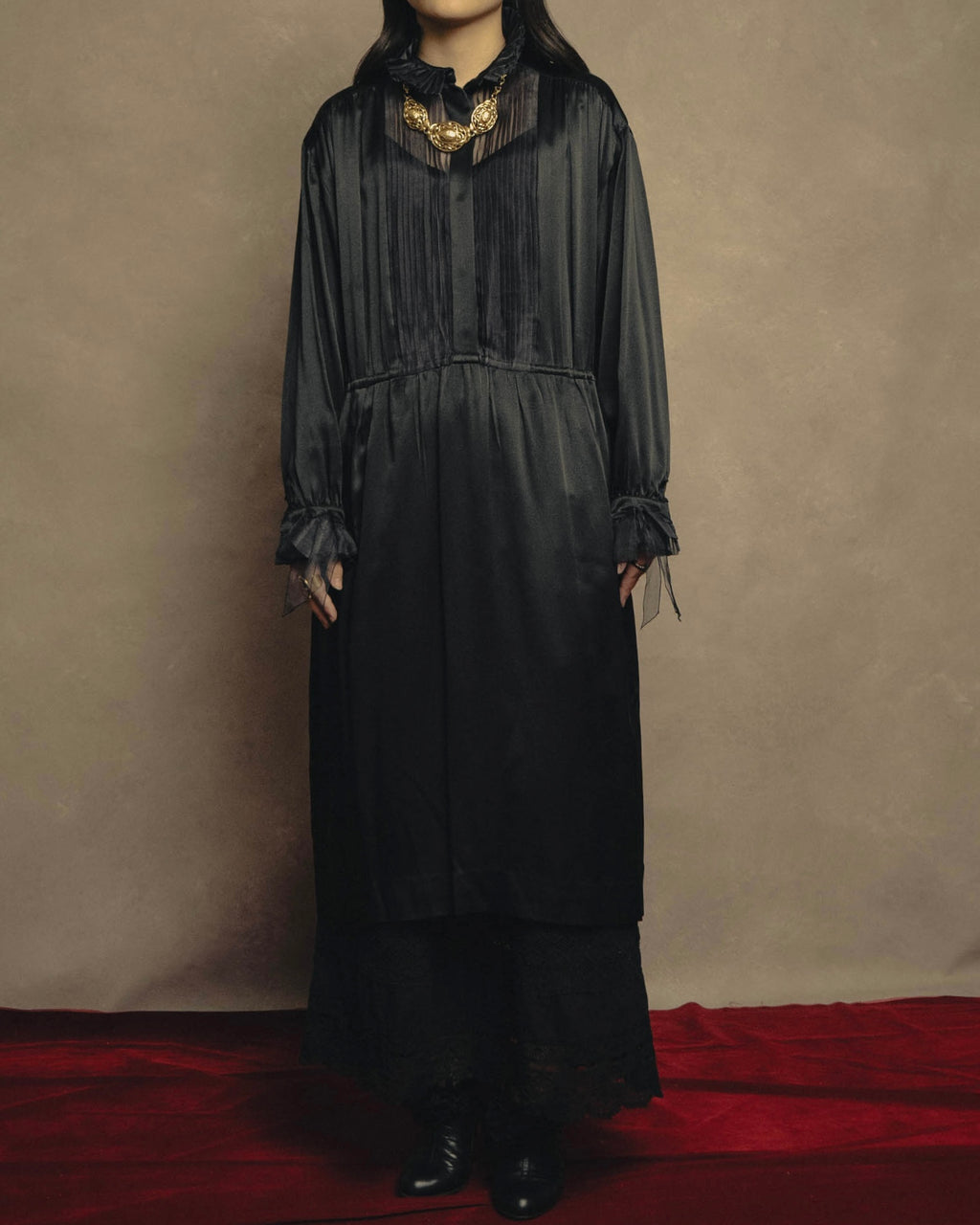 -SPECIAL- “Christian Dior” 90’s Silk pleated ruffle dress