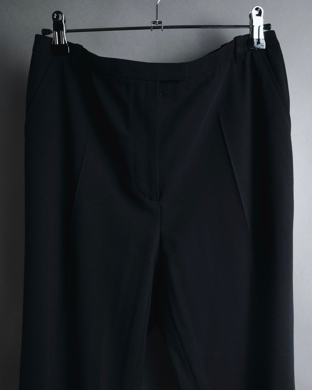 "HERMES" 90’s-00’s minimalist tapered virgin wool slacks