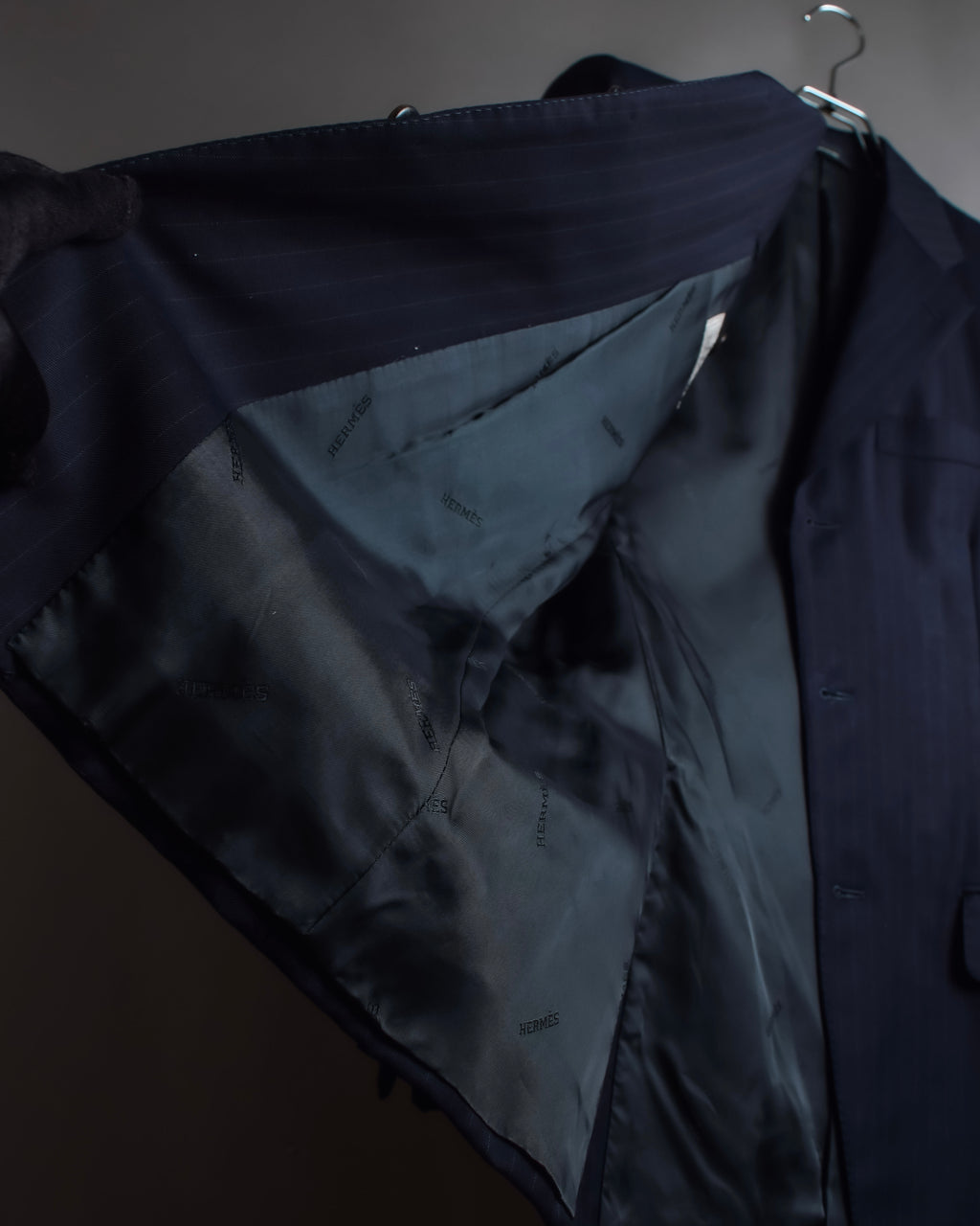 "HERMES" Pinstripe relaxed tailored jacket