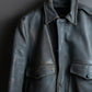 "VANSON" Out pocket design ribbed leather jacket