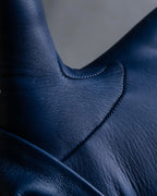 "GUCCI" Ribbon＆charm design blue leather gloves