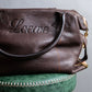 "LOEWE" Orange stitch design engraved logo leather boston bag