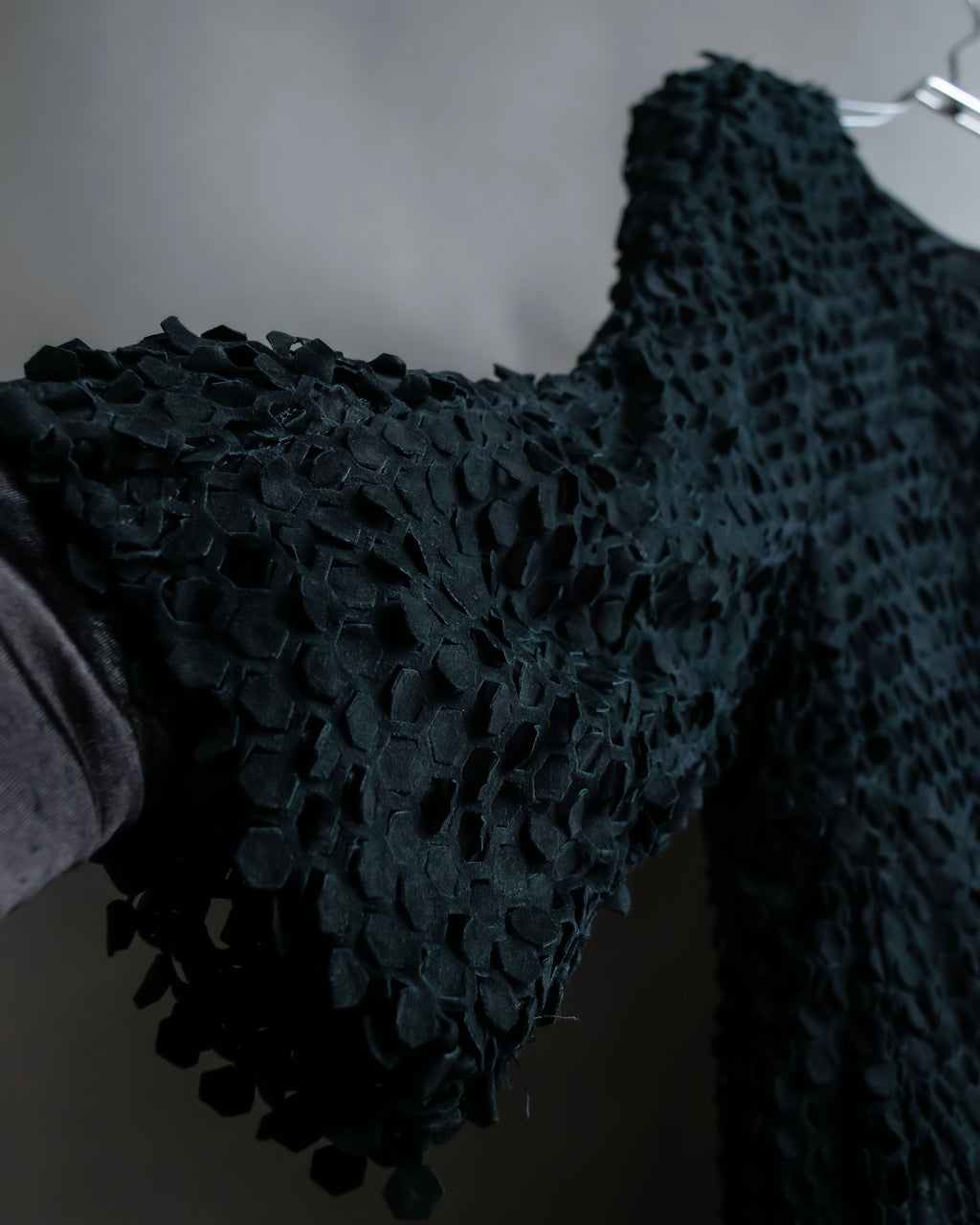 "HERNO" Laser cutwork design structured black dress