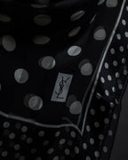 "YVES SAINT LAURENT" Large polka dot silk long scarf