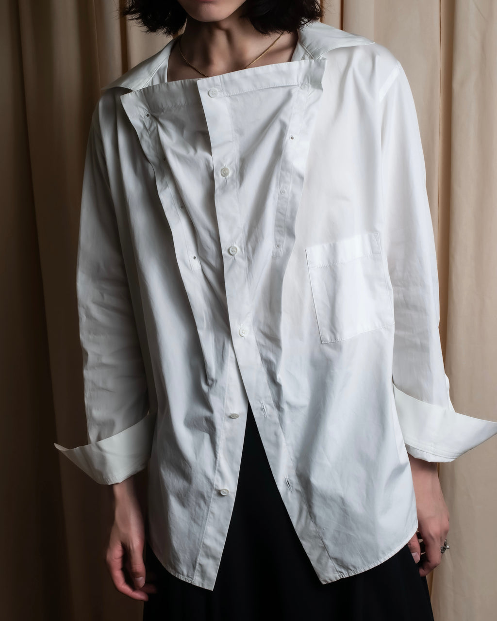 "YOHJI YAMAMOTO" 12SS Folded front panel cotton shirt