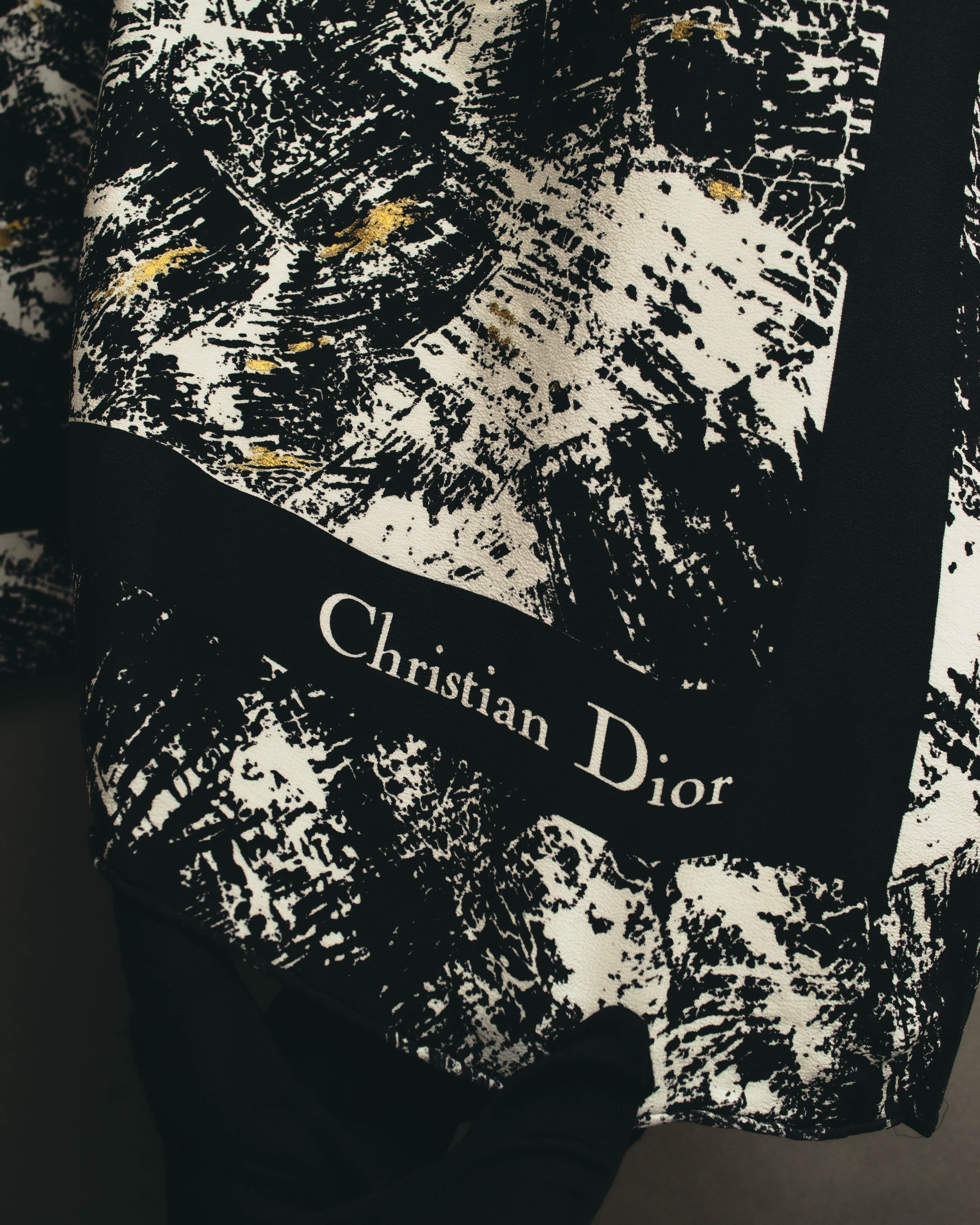 "Christian Dior" 80's-90's Artful abstract silk scarf