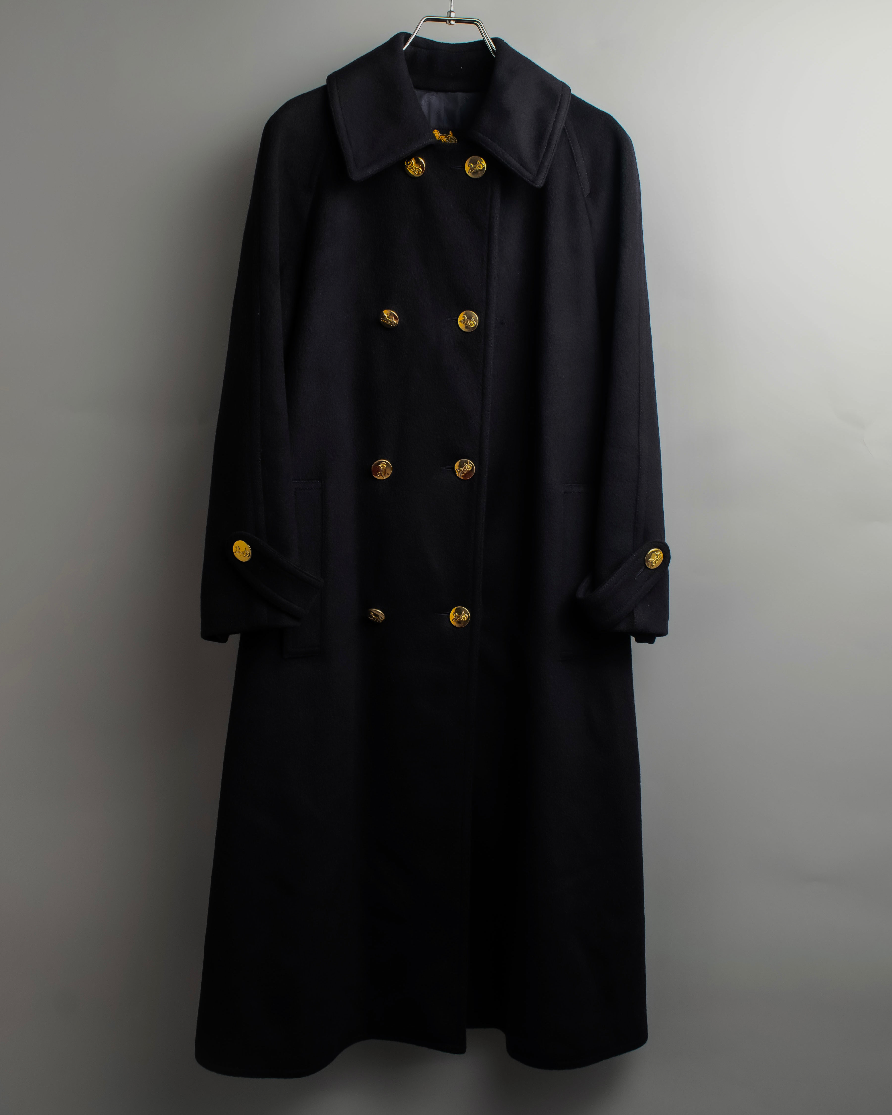 "CELINE" Metal button design double-breasted wool melton long coat