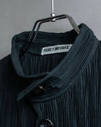 "ISSEY MIYAKE" Pleated vertical line shirt jacket