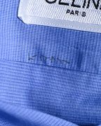 CÉLINE/ Beautiful Colored Logo Embroidered Cotton Shirt Blue