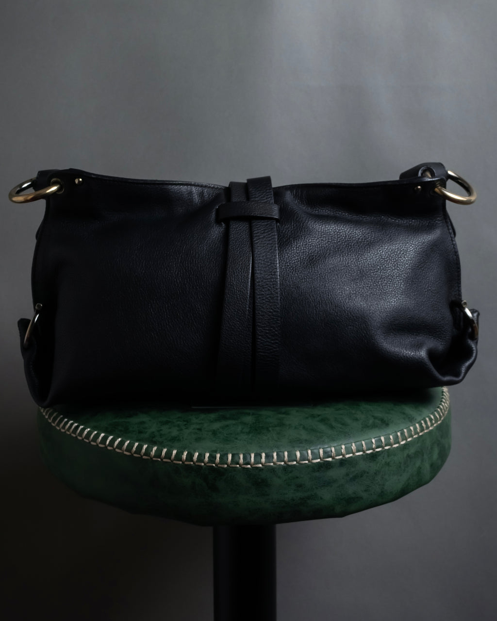 "Salvatore Ferragamo" Gancini reconstructed design shrink leather bag