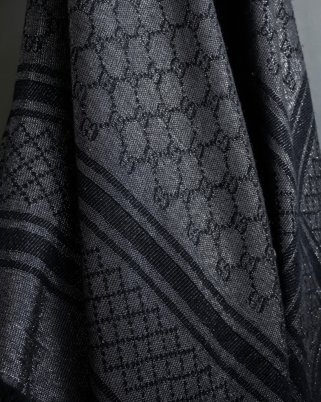 "GUCCI" GG pattern glitter blend woven large stole