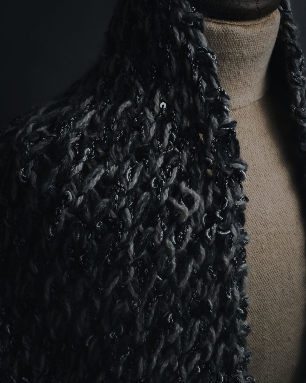 "CHANEL" 2005AW fantasy yarn embellished fringe scarf