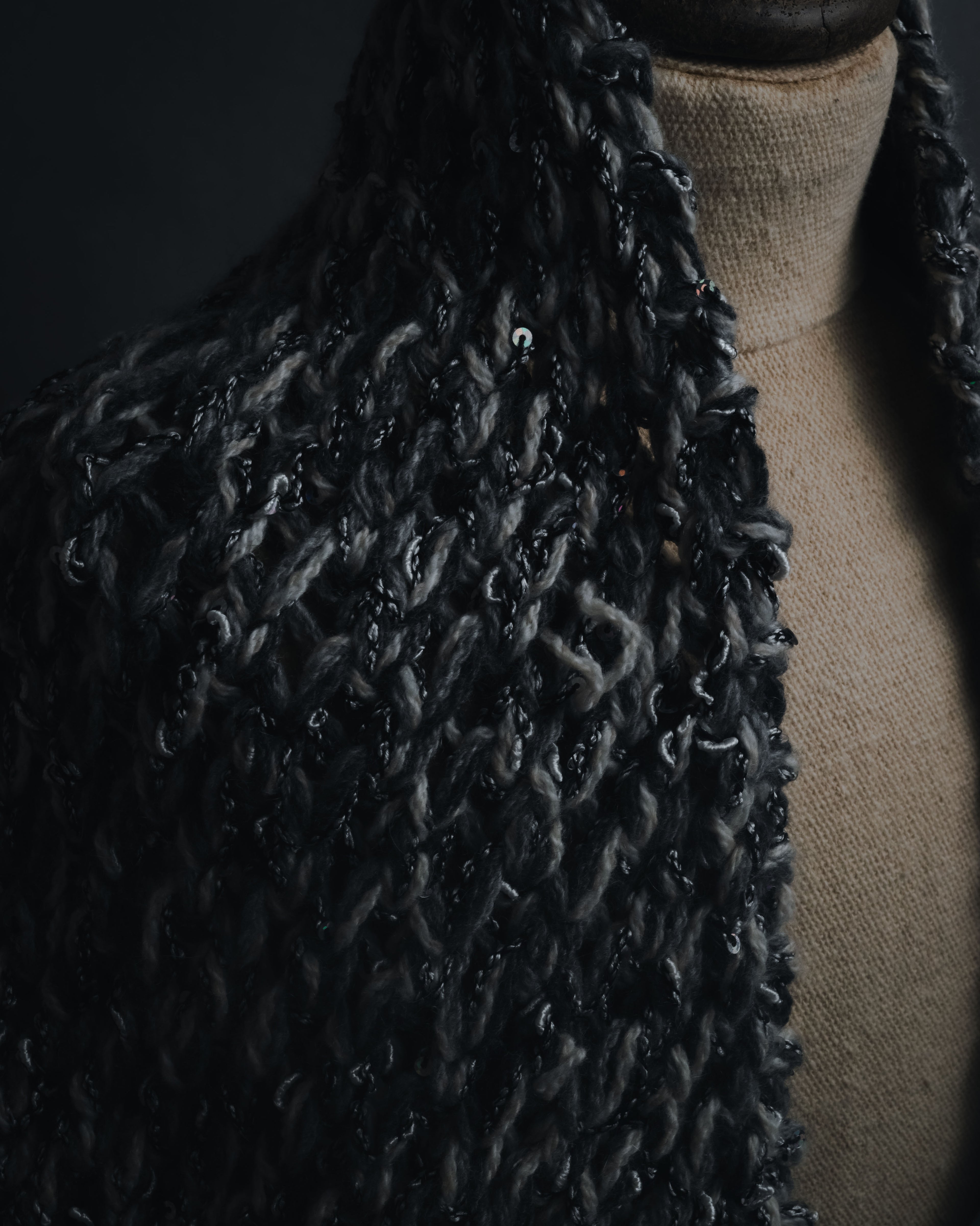 "CHANEL" 2005AW fantasy yarn embellished fringe scarf