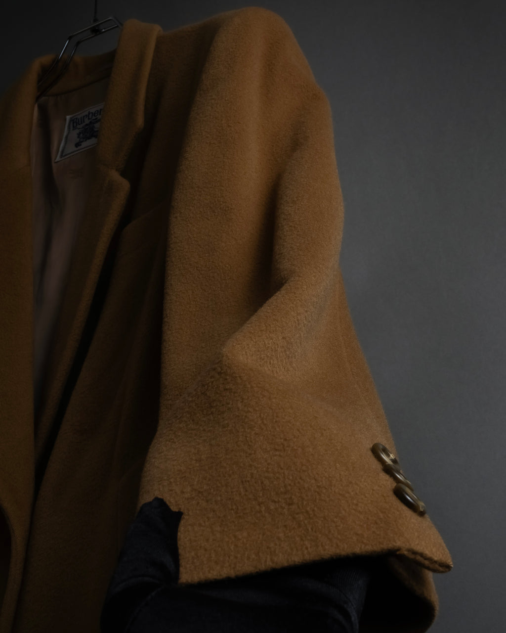 "BURBERRYS" 80's-90's Camel tone cashmere mix chester coat