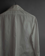 "CHANEL" Gold button design pleated white shirt