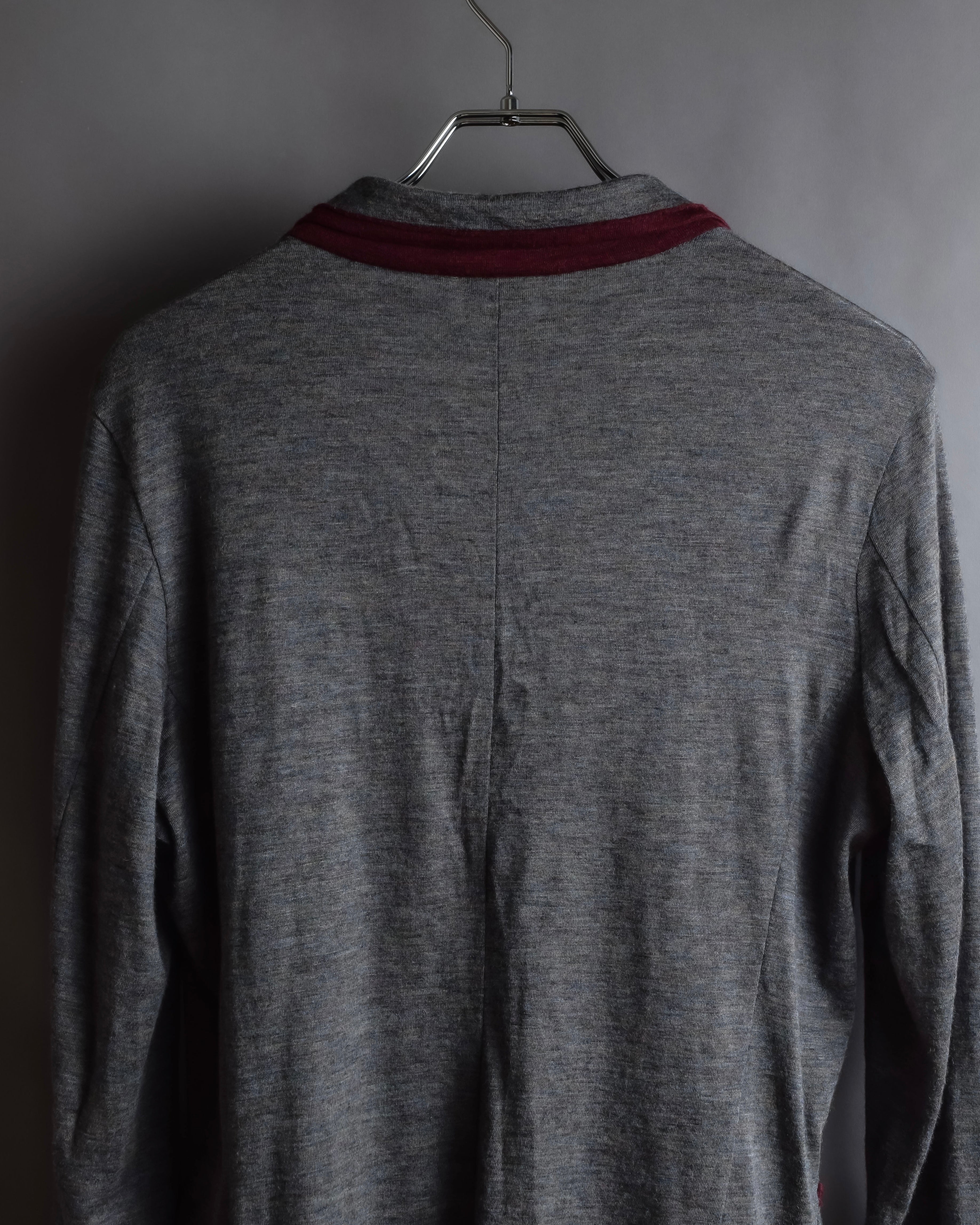 "Vivienne Westwood MAN" Bordeaux piping design draped tailored jacket