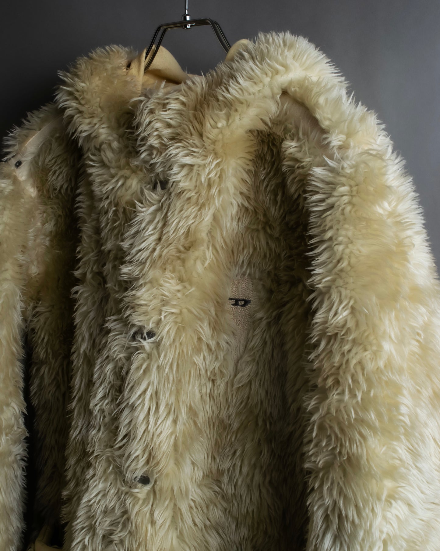 "DIESEL" Double zipper hooded long fur coat