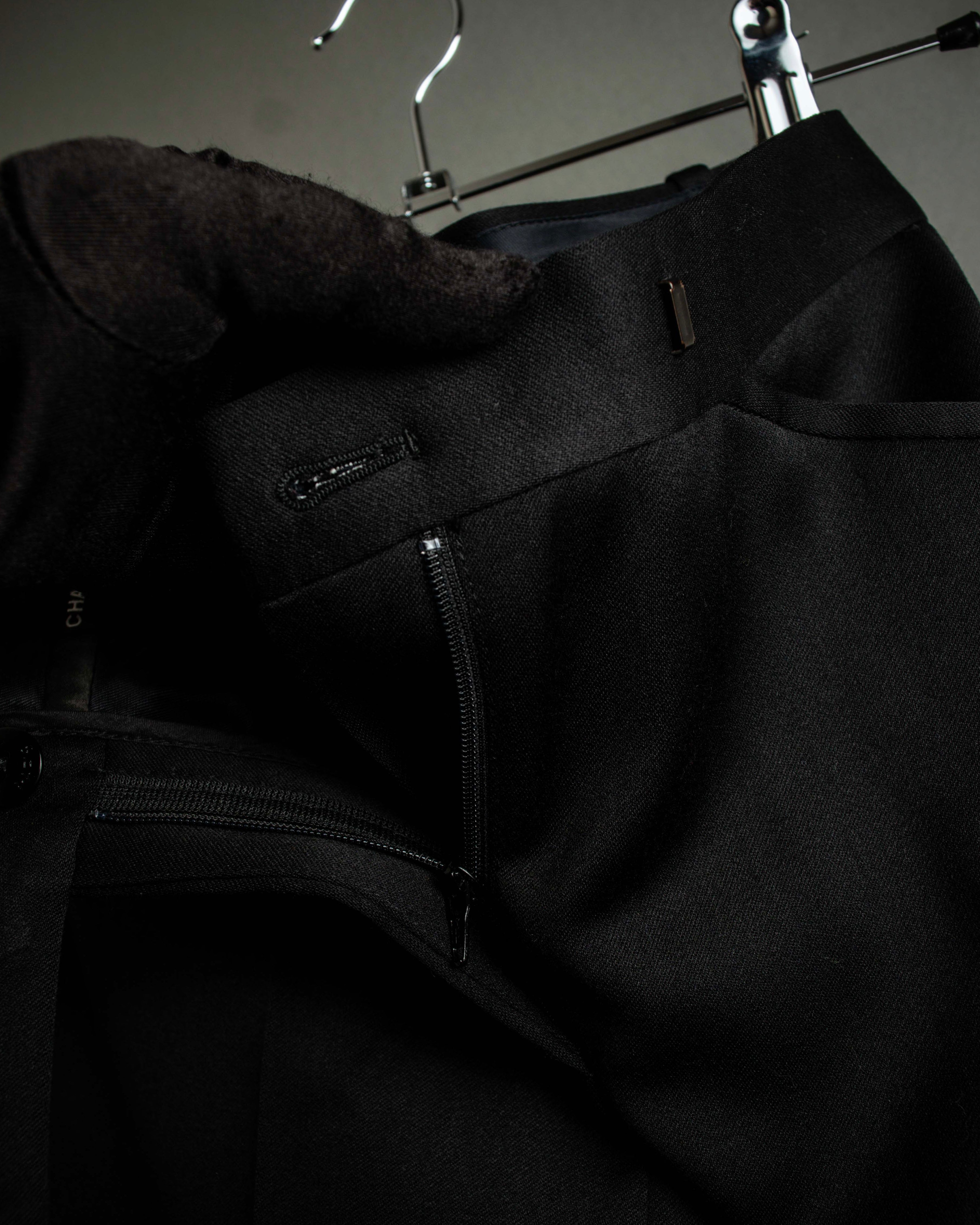 "CHANEL" Fringe design high waist straight cut slacks