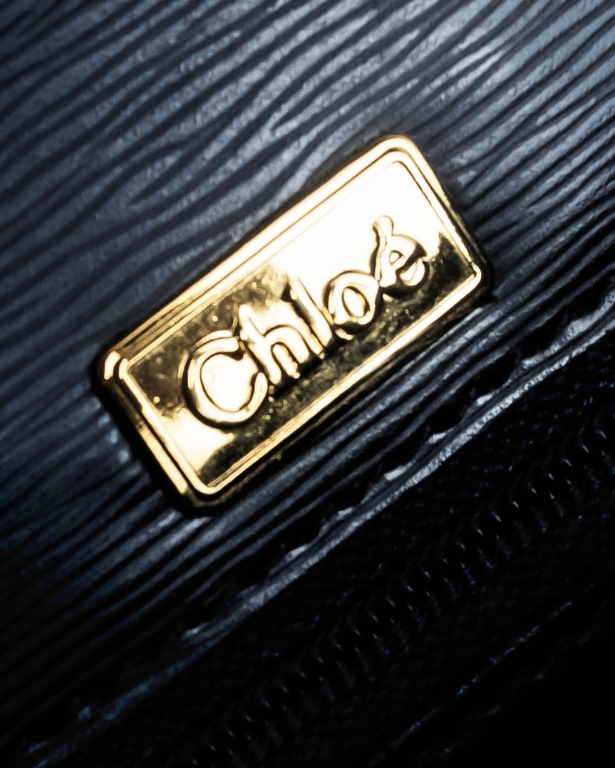 "Chloe" Trapezoid design embossed leather hand bag