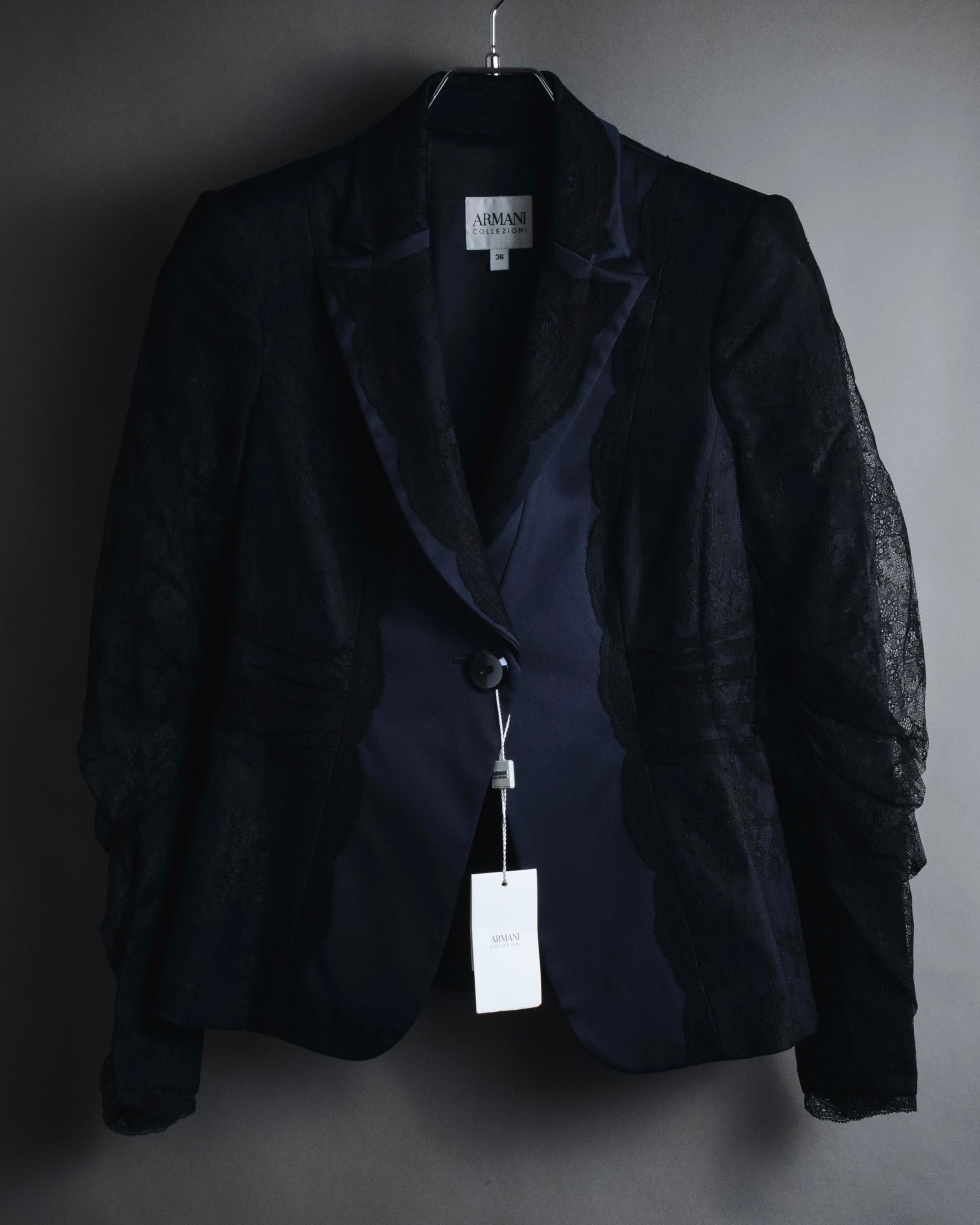 "ARMANI COLLEZIONI" Sheer lace layered tailored jacket