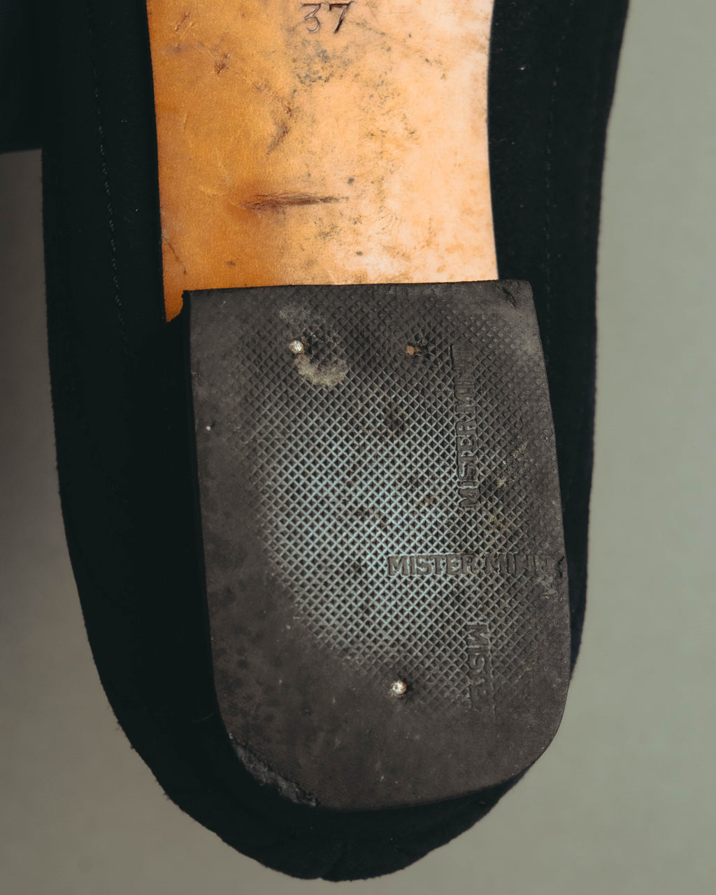 "LOEWE" 80's-00's Black suede loafer pumps