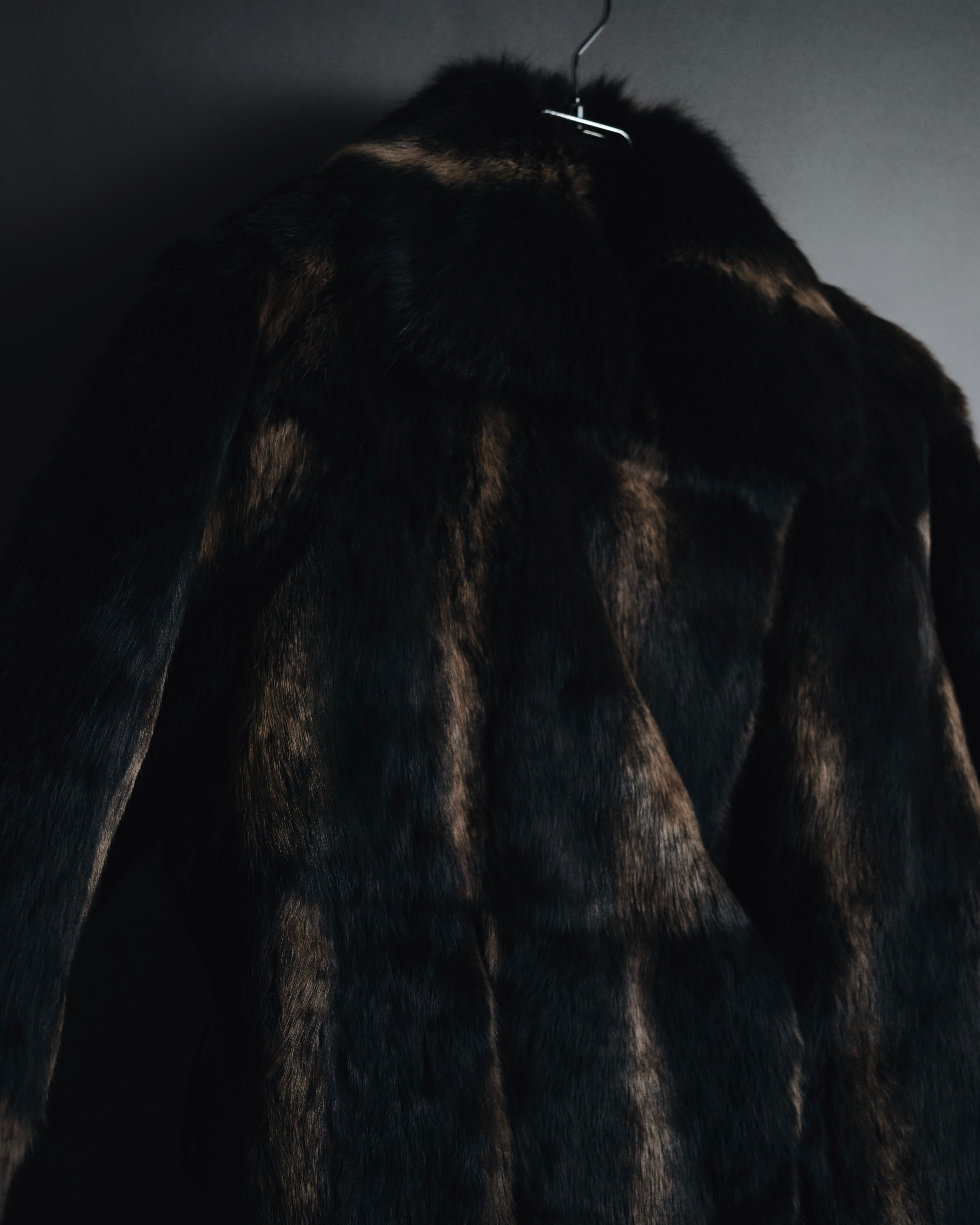 "BIEMME" 00’s striped rabbit fur belted coat
