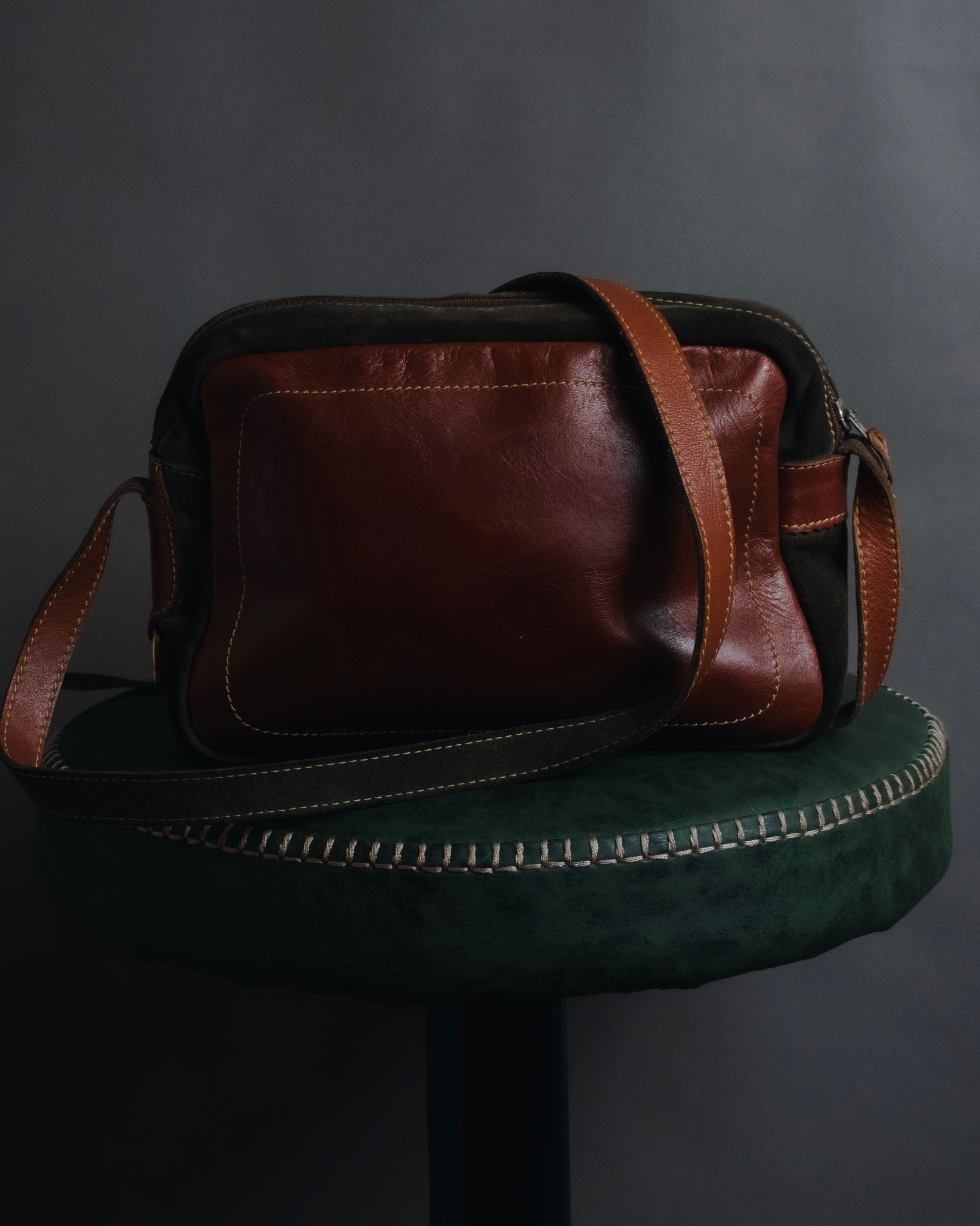 "LOEWE" 80’s bicolor nappa leather and suede shoulder bag