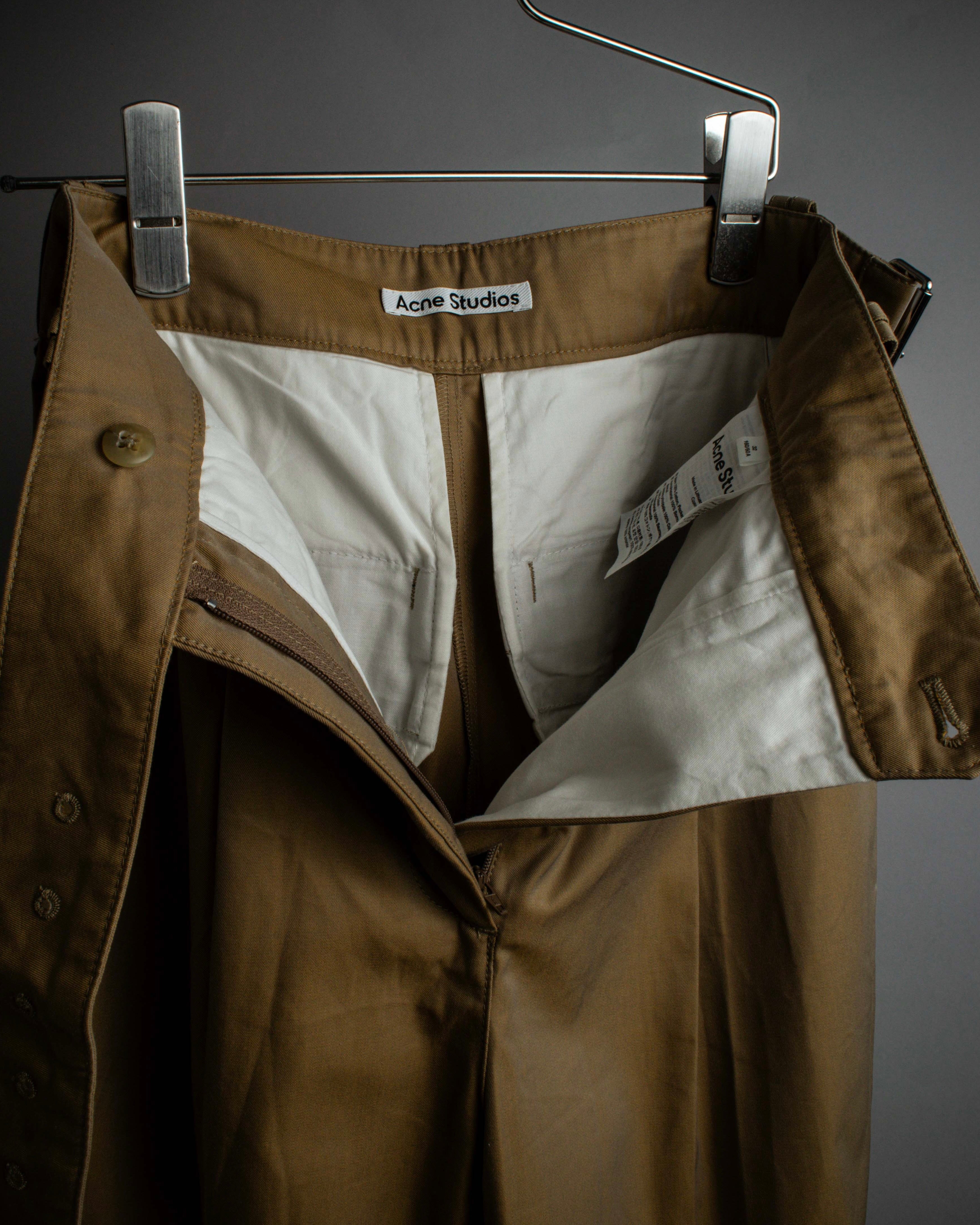 "Acne Studios" Belted design cotton twill high-waisted pants