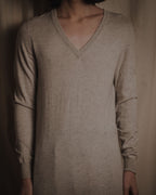 "Maison Margiela" 2014 AW fine gauge V-neck knit dress with elbow patches