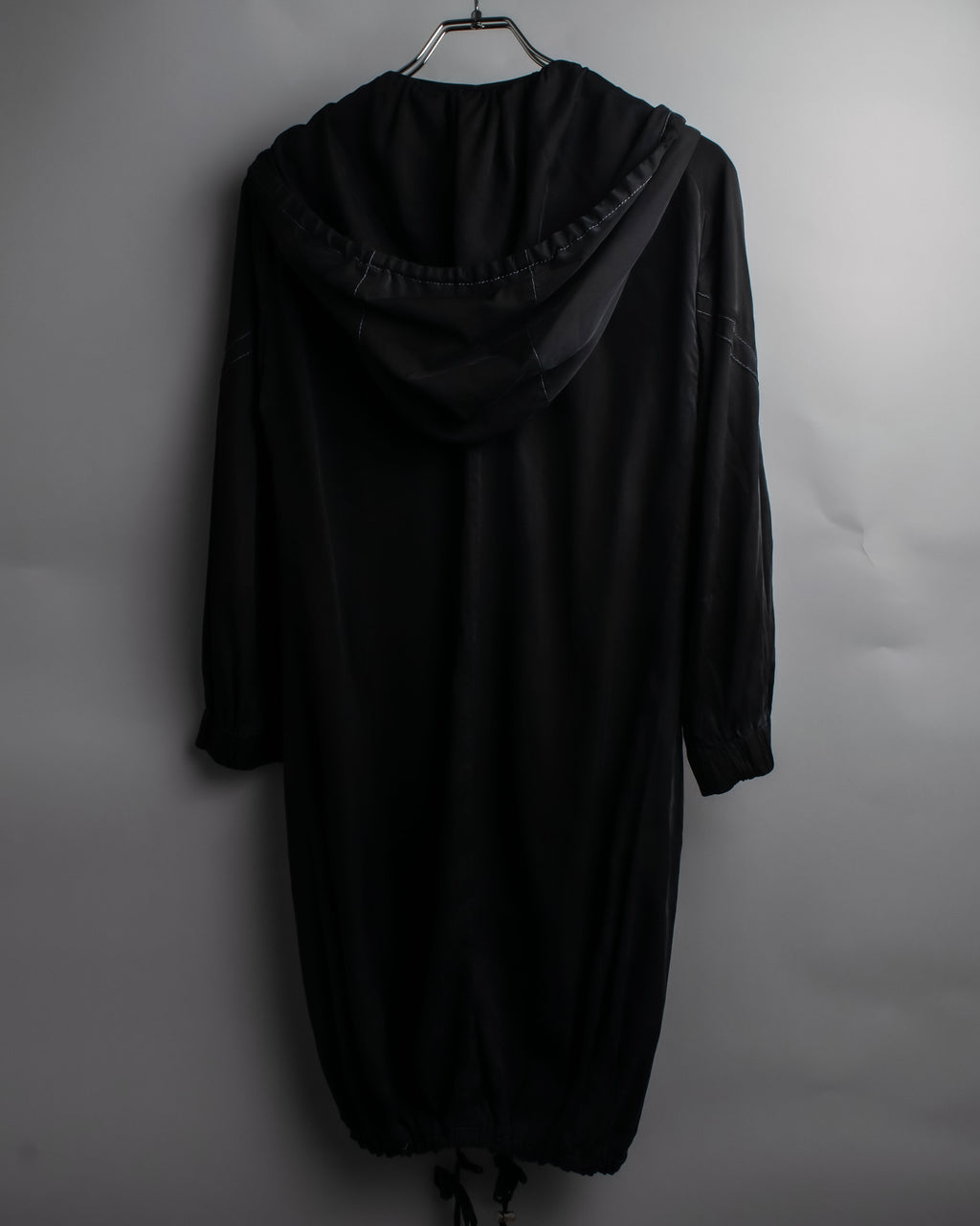 "CELINE" Gathered design hooded double zipper dress