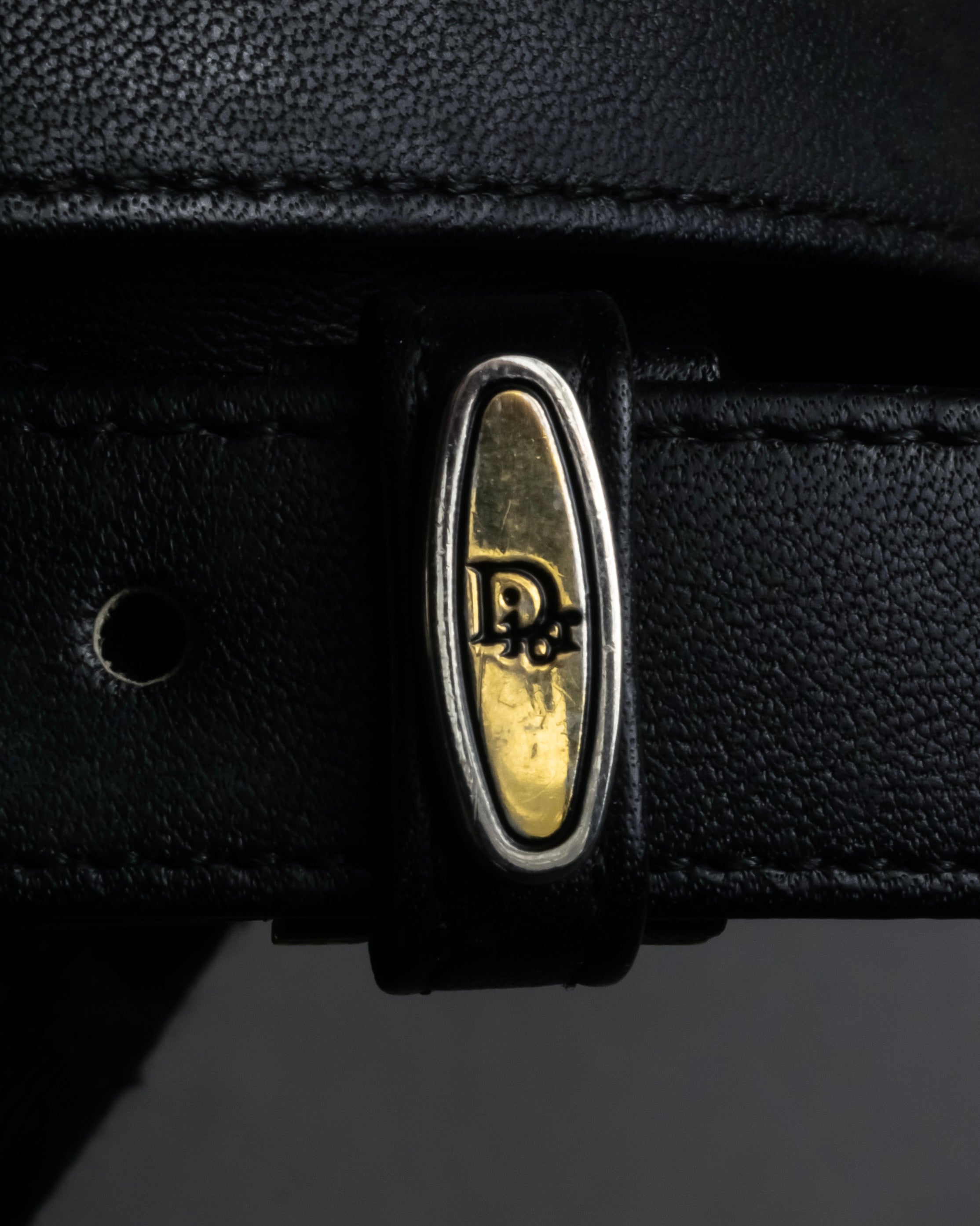 "Christian Dior" Logo buckle slim leather belt