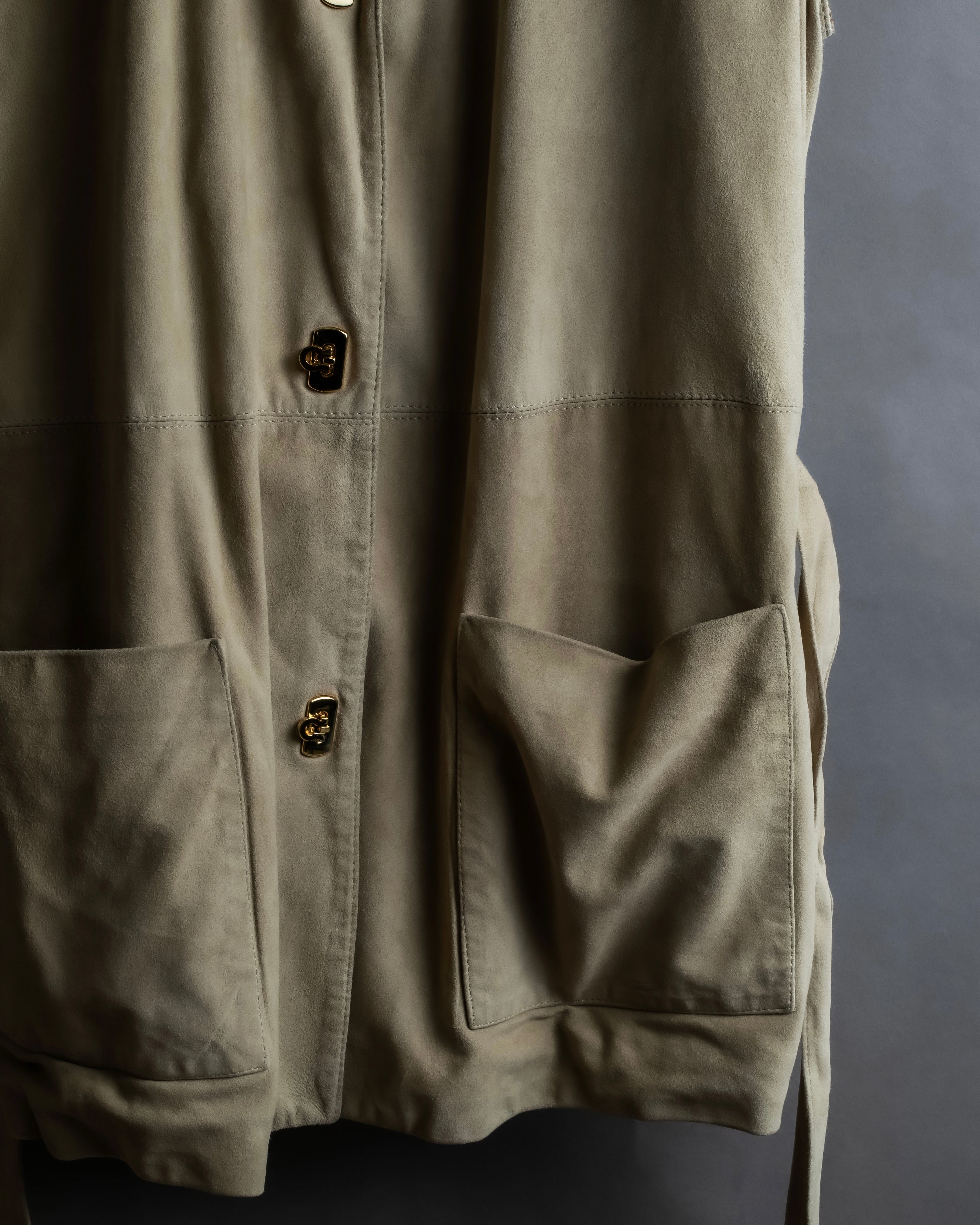 "Salvatore Ferragamo" Belted suede sleeveless dress