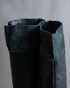"ISSEY MIYAKE HaaT" Unborn calf shark sole long boots