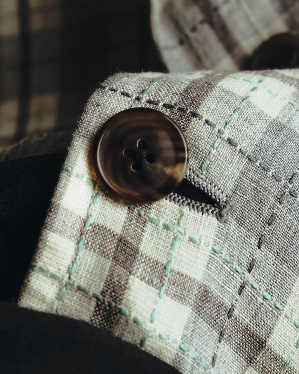 -SPECIAL- "Hermès" 10's Textured linen blend check blazer