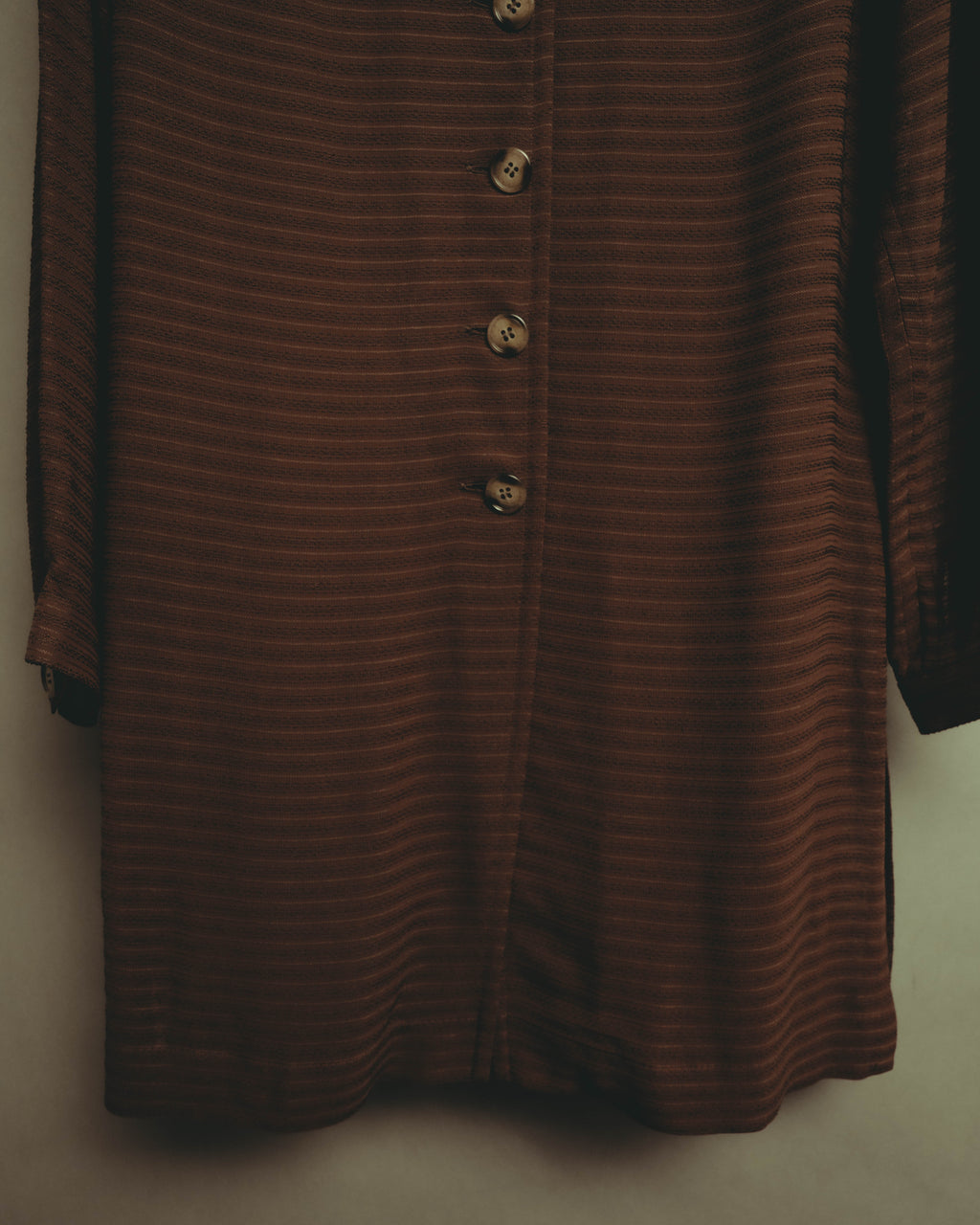 “YVES SAINT LAURENT” 80’s-90’s textured silk blend mandarin collar long shirt