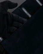 "YVES SAINT LAURENT" Gold medallion motif design suede leather shoulder bag