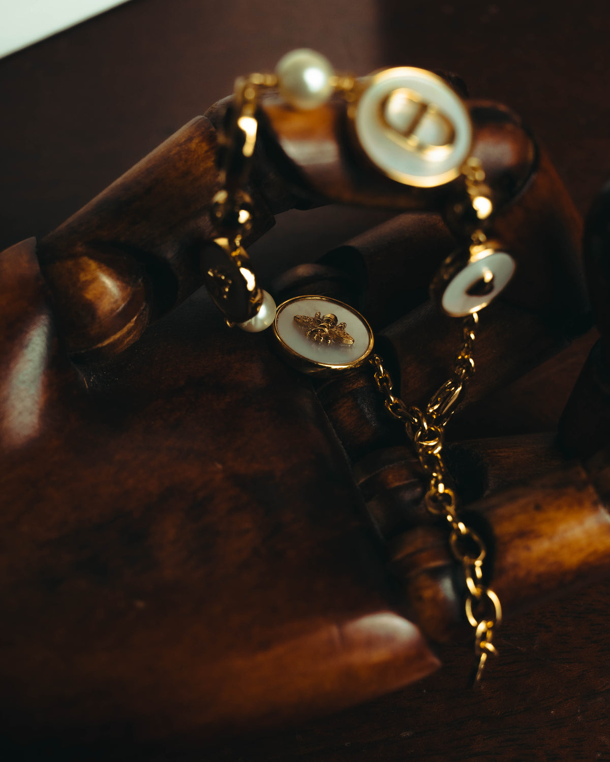 "Christian Dior" 20's Iridescent mother of pearl charm bracelet